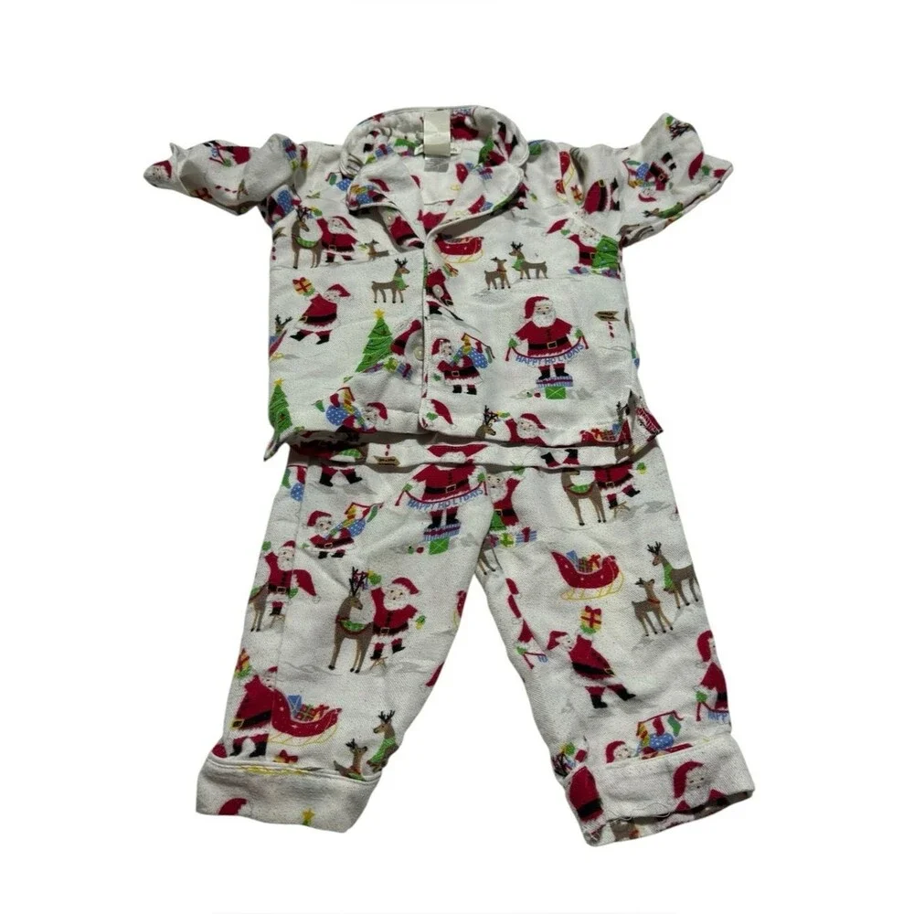 Pottery Barn Kids Flannel Novelty Printed Christmas Pajama Set